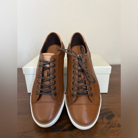 New Men's Coach leather sneaker Perkins Soft Port saddle brown size 8.5 - Picture 1 of 12